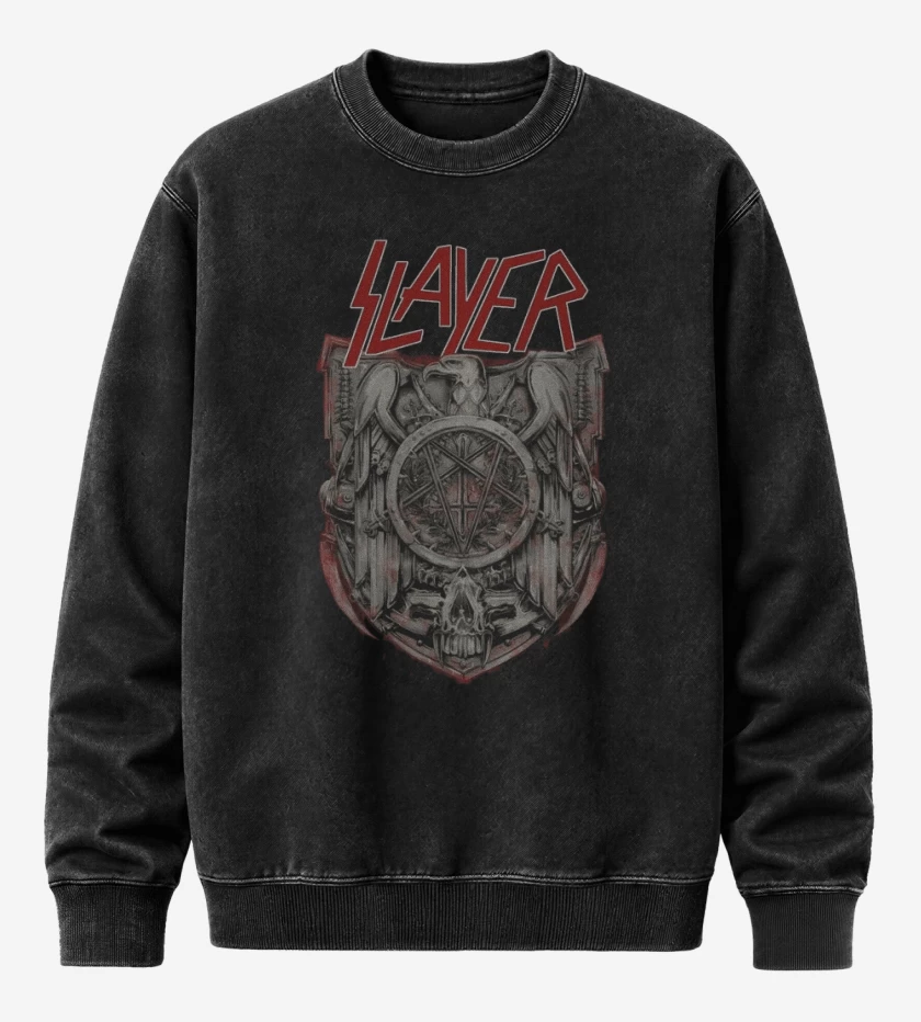 Poleron Polo Acid Wash Negro de Slayer 2