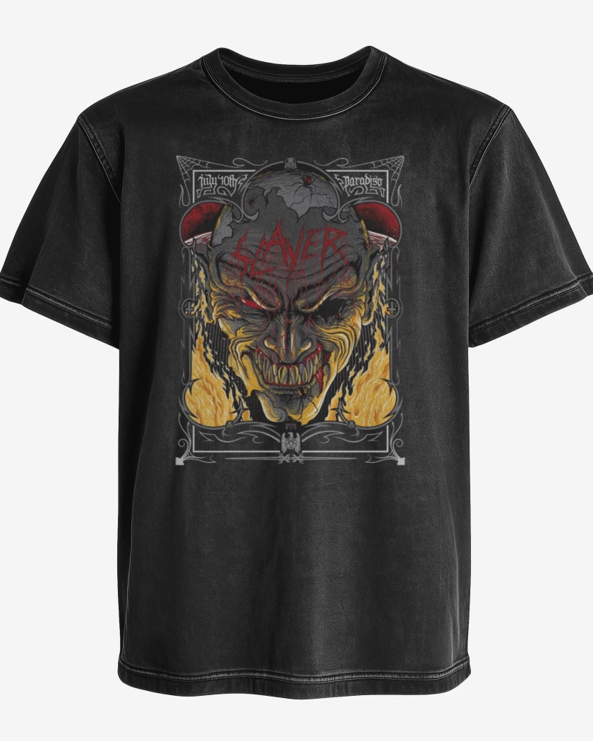 Polera desgastada Negro de Slayer 3