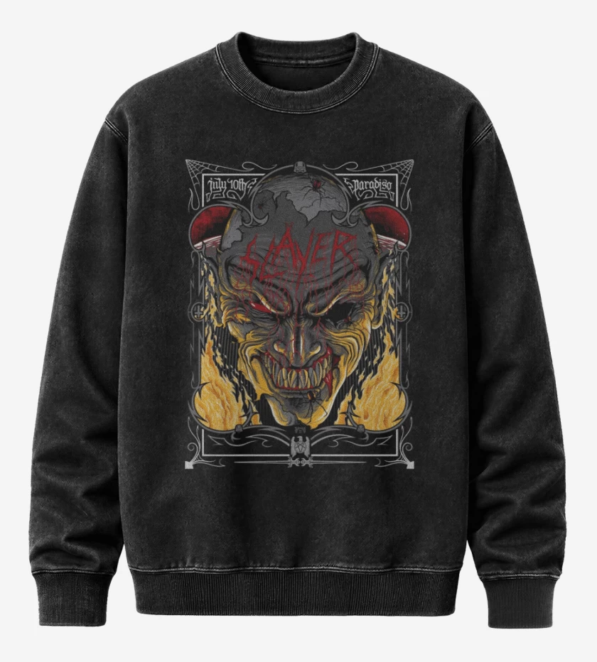 Poleron Polo Acid Wash Negro de Slayer 3
