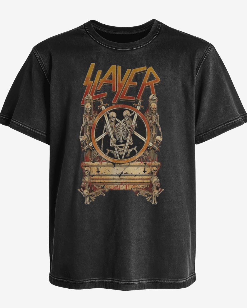 Polera desgastada Negro de Slayer 4
