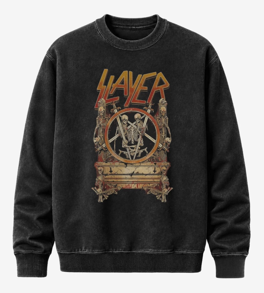 Poleron Polo Acid Wash Negro de Slayer 4