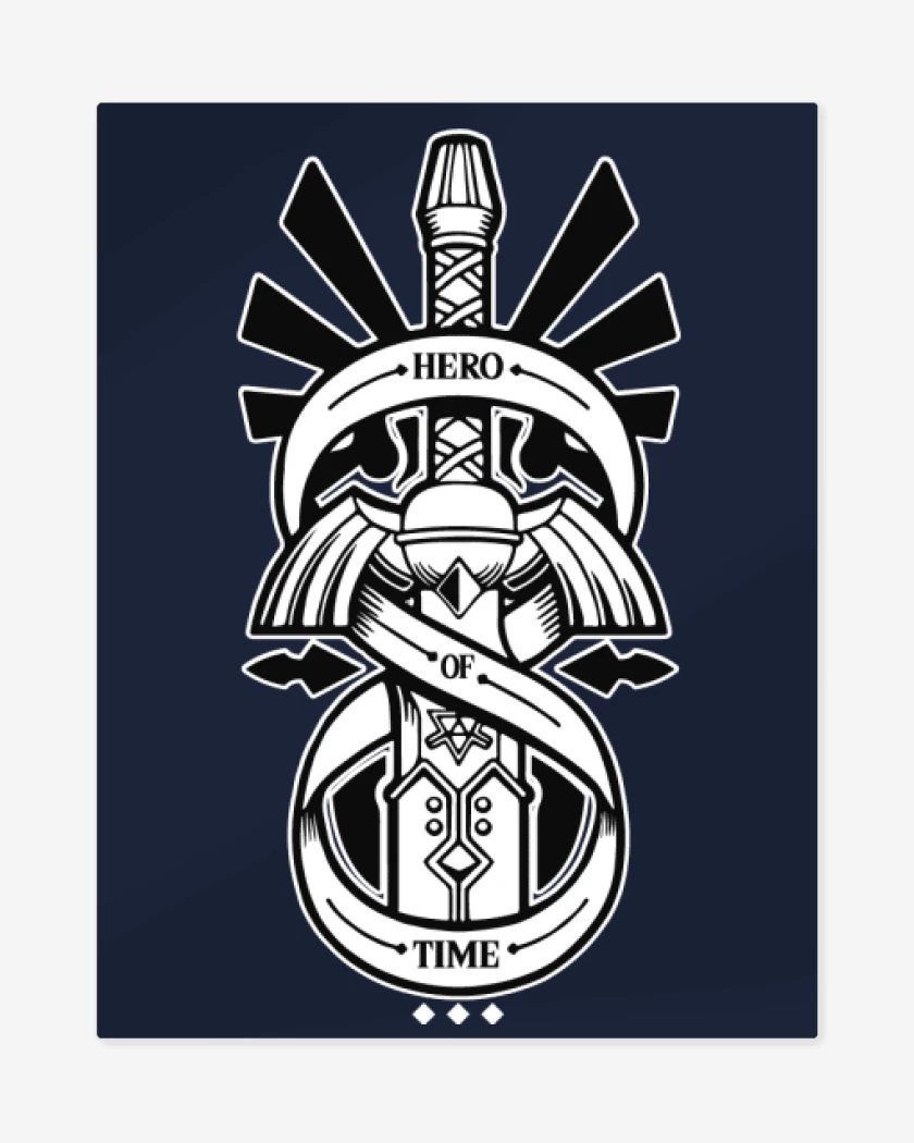 Print metalico Azul Marino de The Legend Of Zelda - Hero Of Time