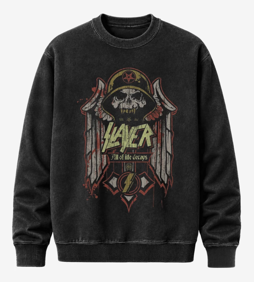 Poleron Polo Acid Wash Negro de Slayer 5