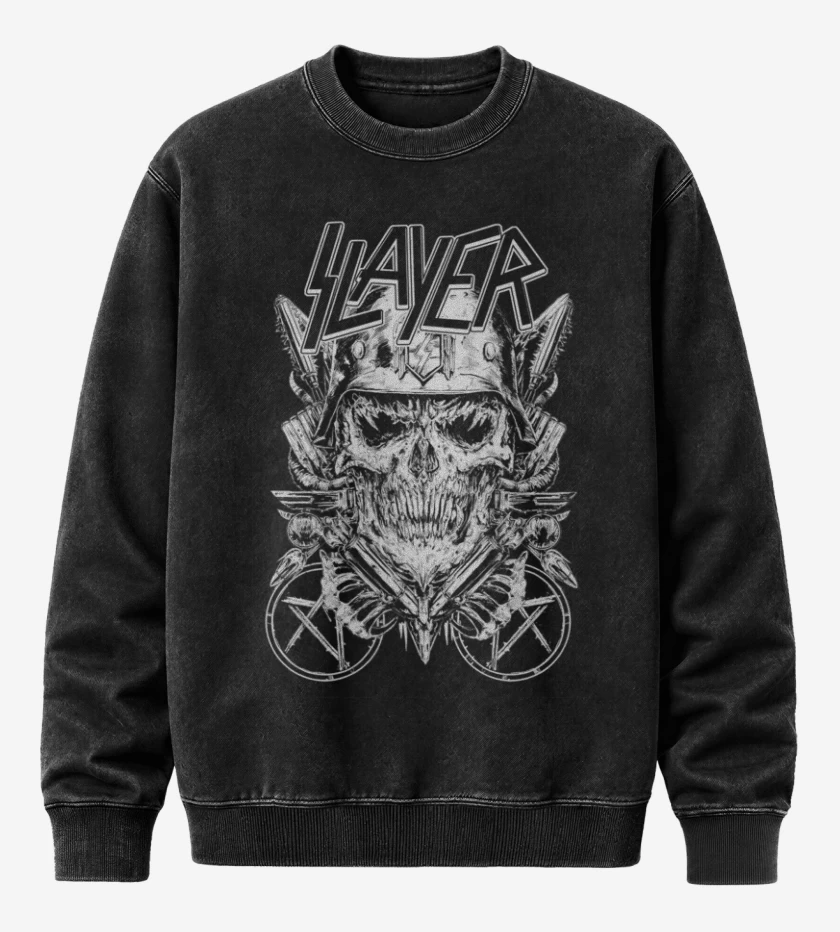 Poleron Polo Acid Wash Negro de Slayer 6