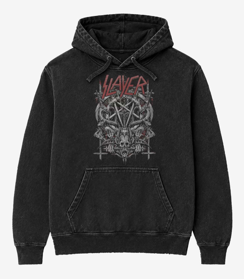 Poleron Canguro Acid Wash Negro de Slayer 7