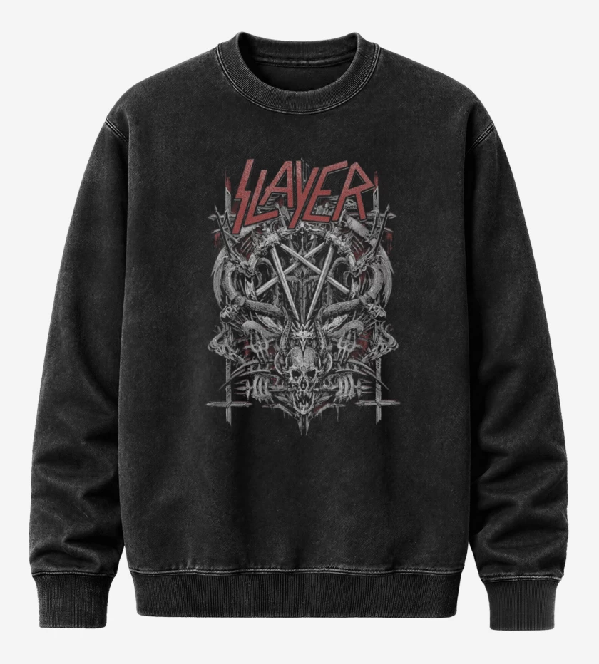 Poleron Polo Acid Wash Negro de Slayer 7