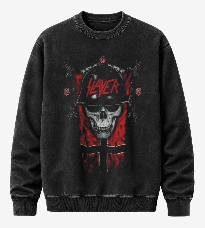 Poleron Polo Acid Wash Negro de Slayer 8