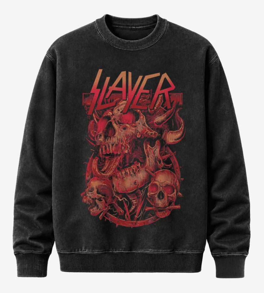 Poleron Polo Acid Wash Negro de Slayer 9