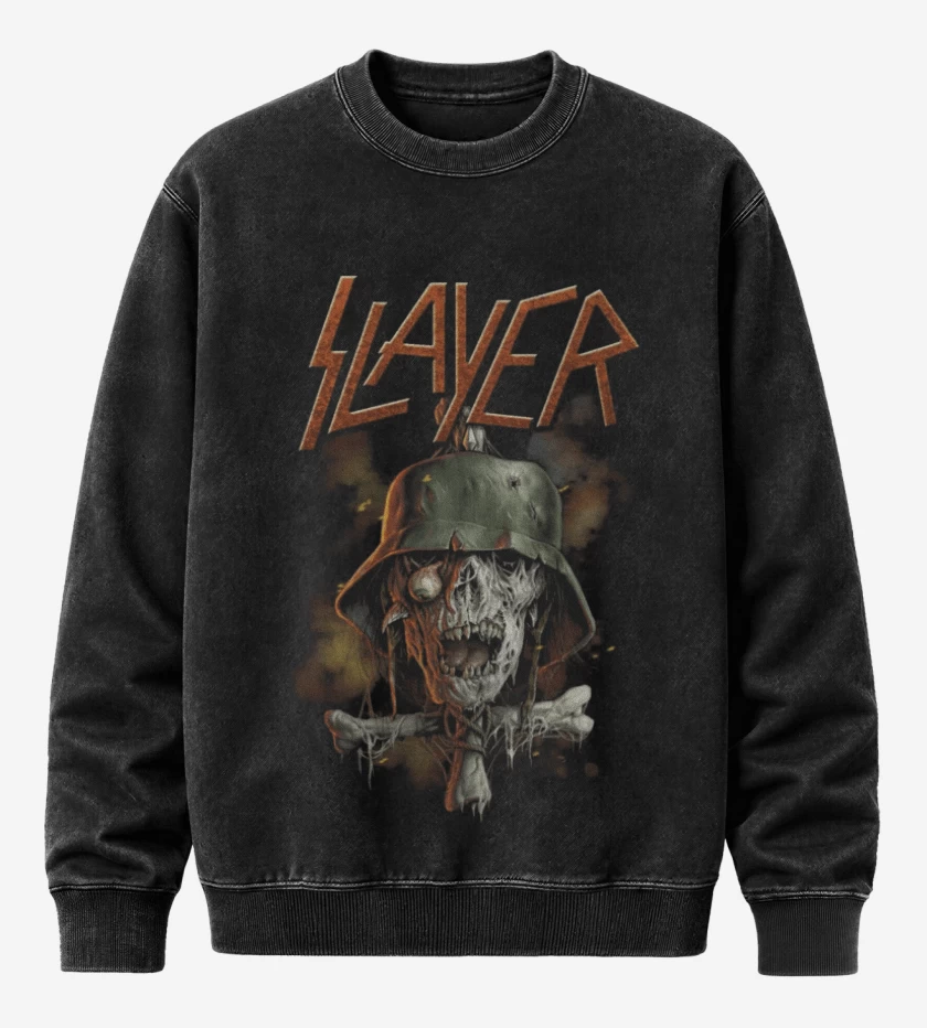 Poleron Polo Acid Wash Negro de Slayer 10