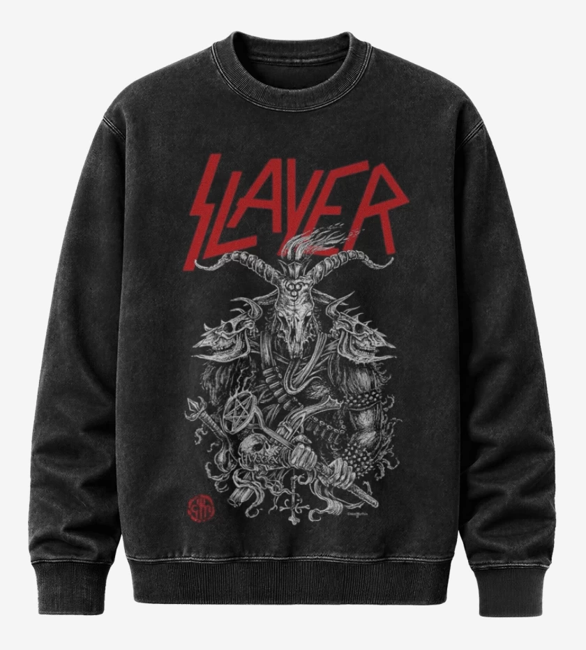 Poleron Polo Acid Wash Negro de Slayer 11