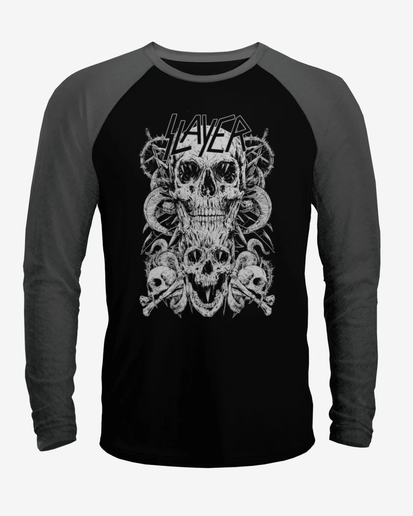 Polera Raglan Negro / Negro Heather de Slayer 12