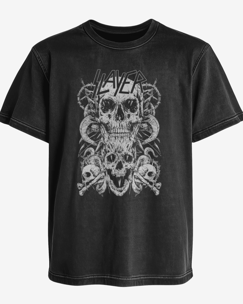 Polera desgastada Negro de Slayer 12