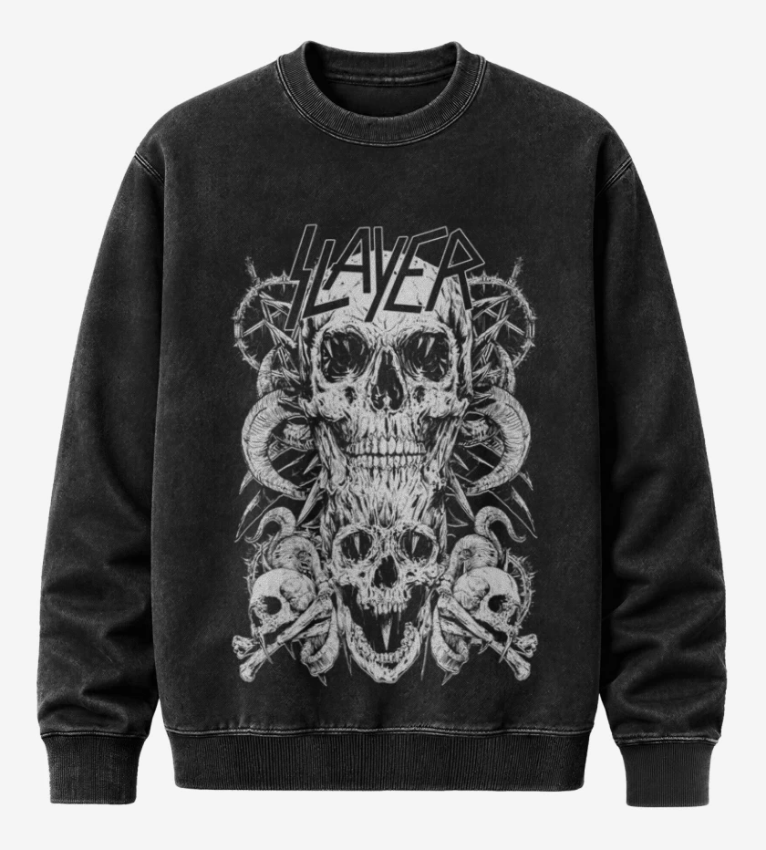 Poleron Polo Acid Wash Negro de Slayer 12