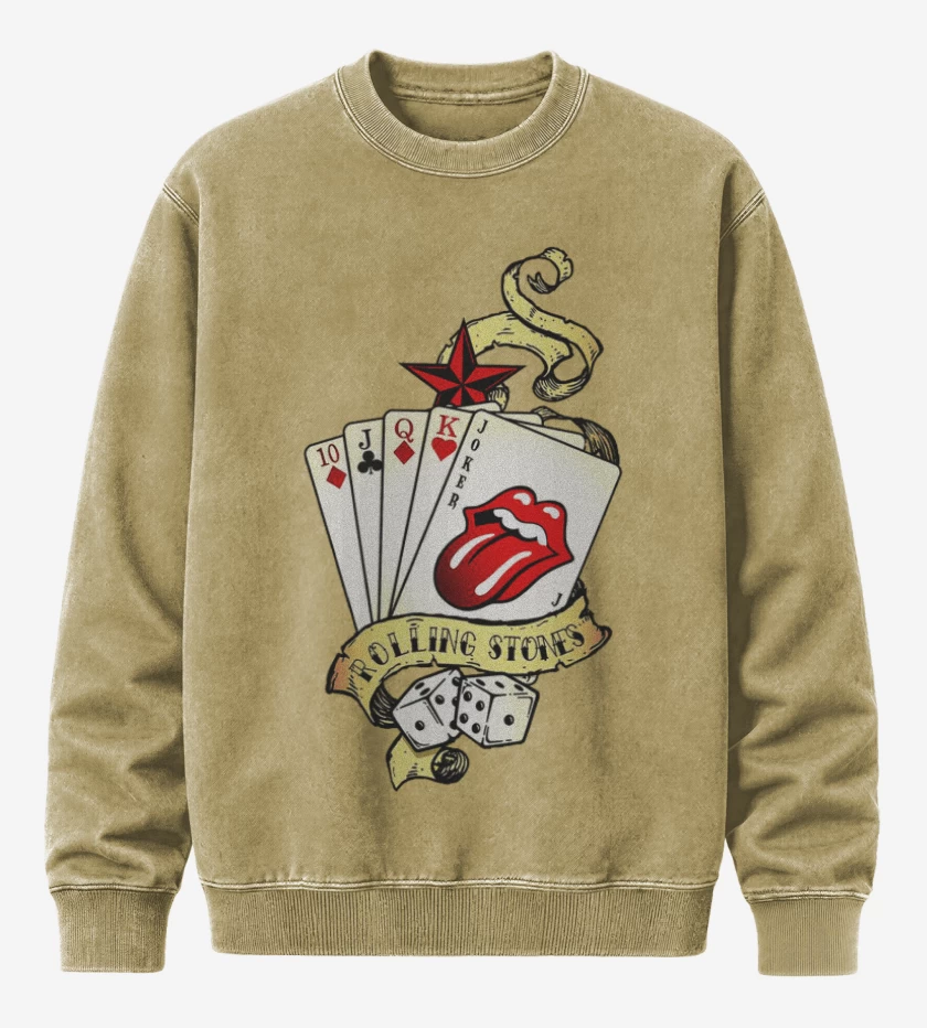 Poleron Polo Acid Wash Beige de Rolling Stones Full colors