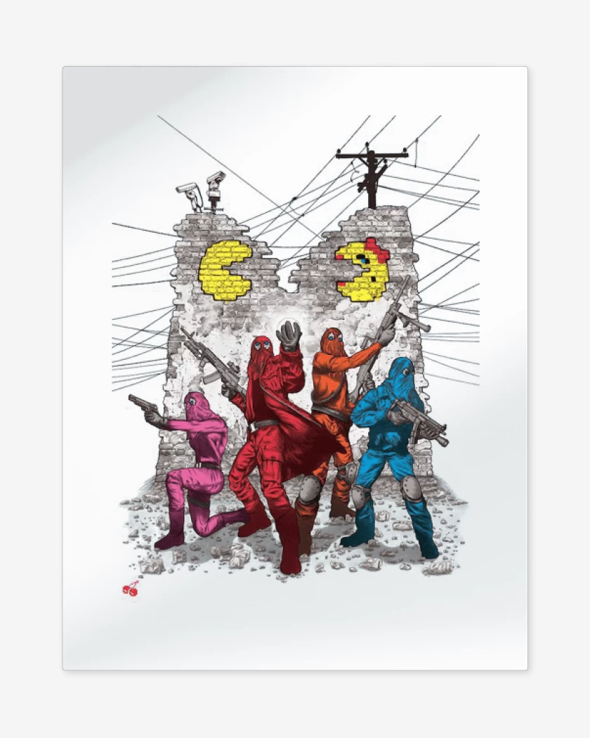 Print metalico Blanco de Pac man