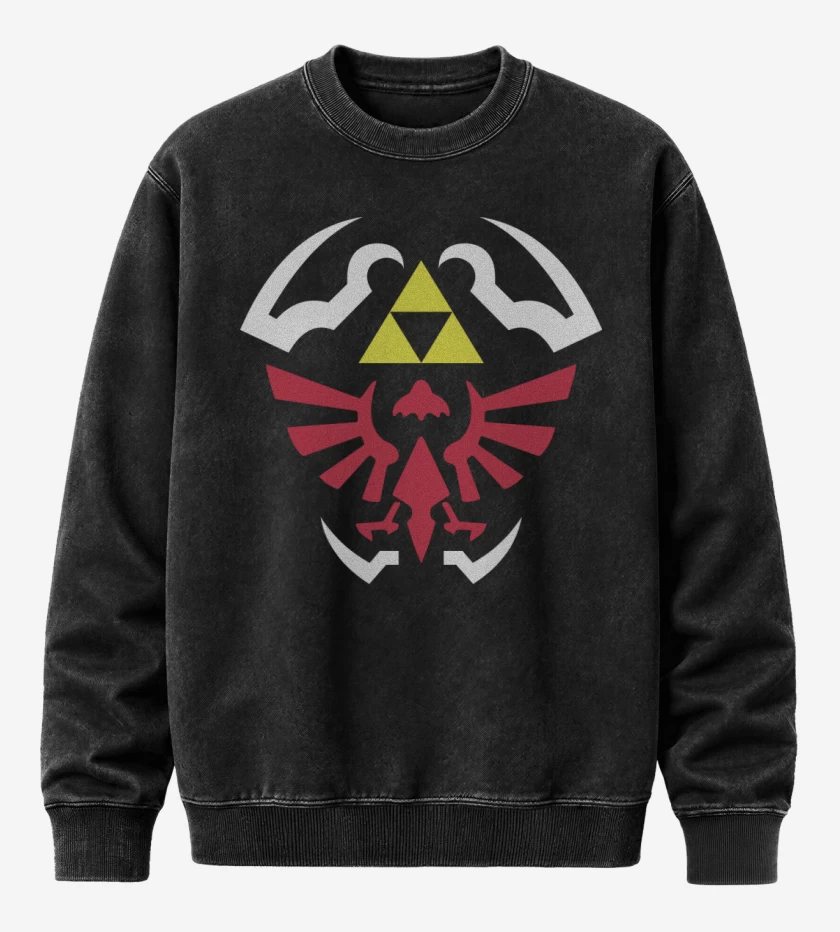 Poleron Polo Acid Wash Negro de The Legend Of Zelda - Hylian Shield