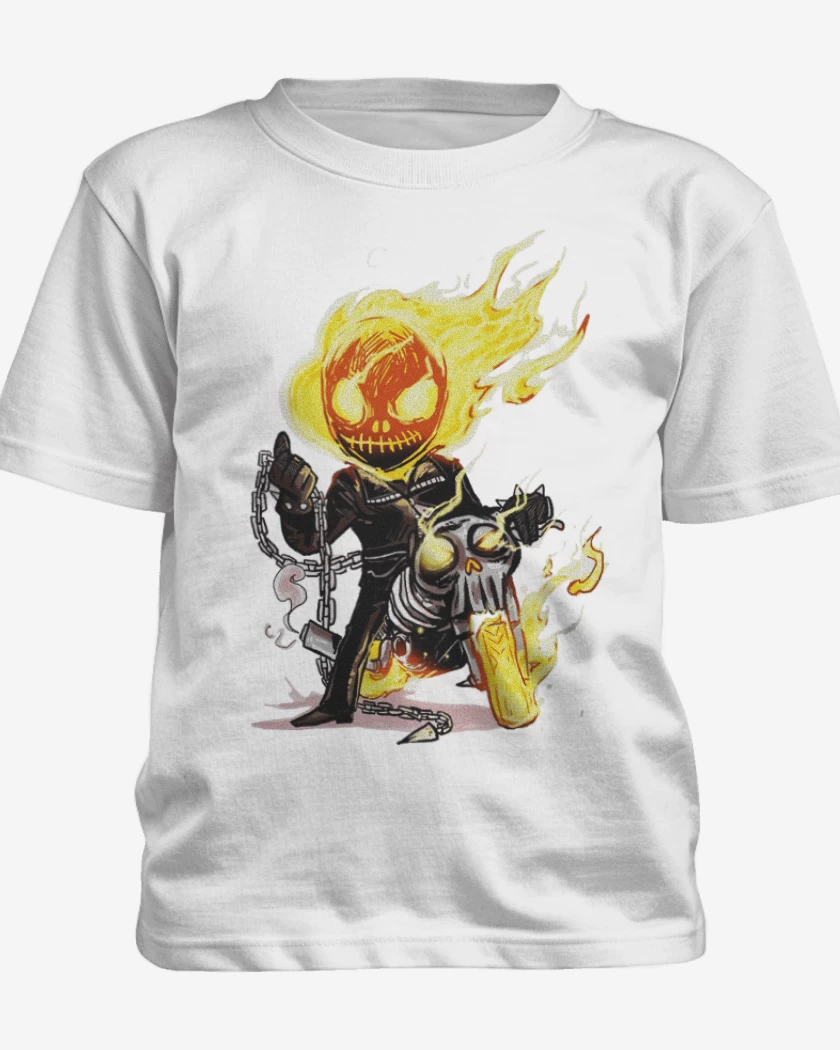 Polera de niño Blanco de Ghost rider chibi