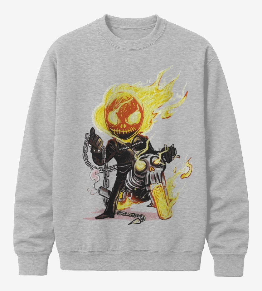 Poleron polo Gris Melange de Ghost rider chibi