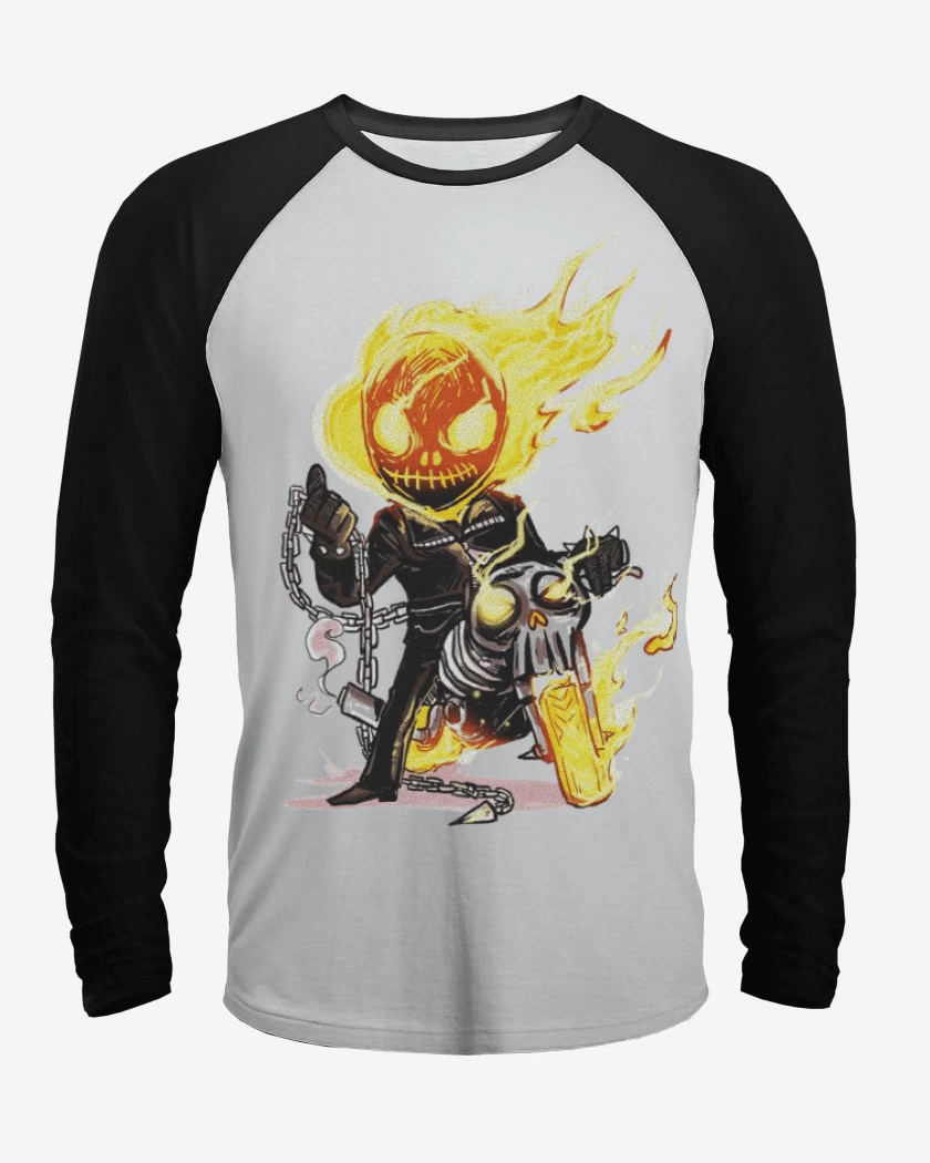 Polera Raglan Blanco / Negro de Ghost rider chibi
