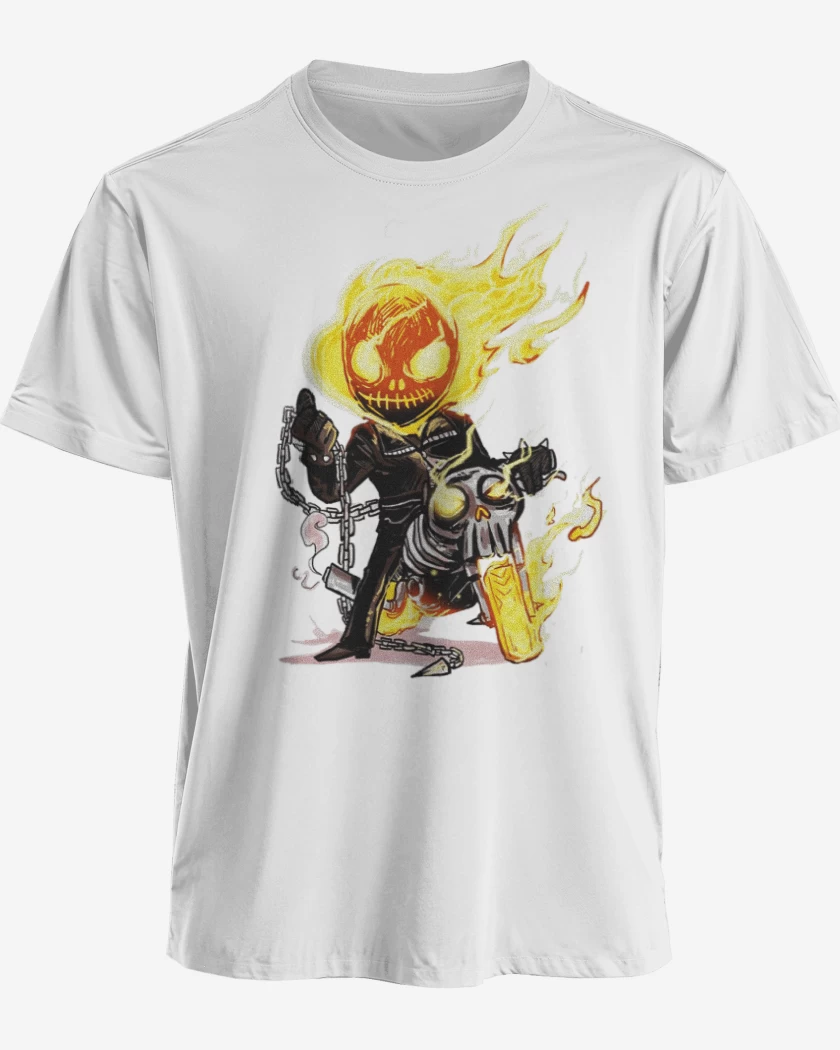 Polera premium Blanco de Ghost rider chibi