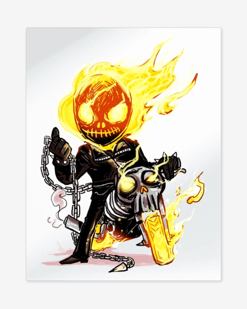 Print metalico Blanco de Ghost rider chibi