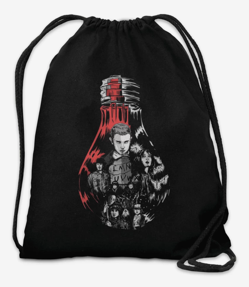 Mochila Negro de Stranger Things Ampolleta