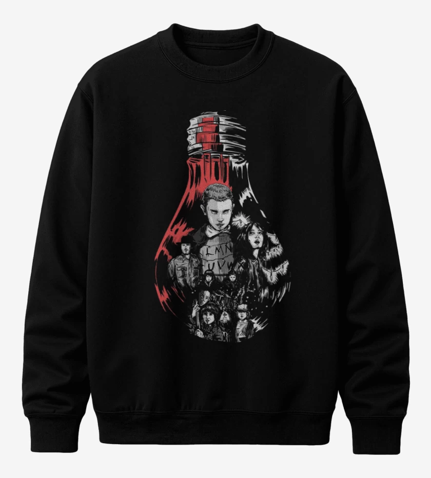 Poleron polo Negro de Stranger Things Ampolleta