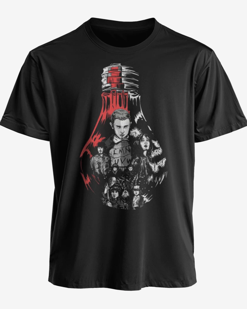 Polera premium Negro de Stranger Things Ampolleta