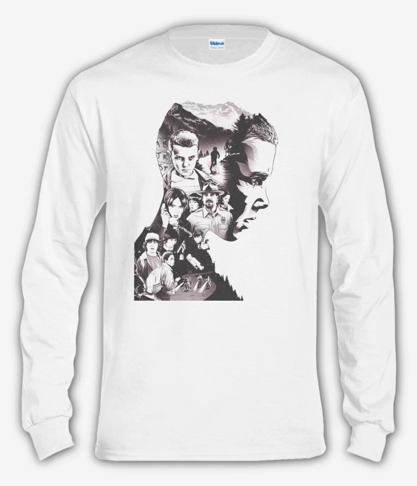 Polera manga larga Blanco de Stranger Things 5