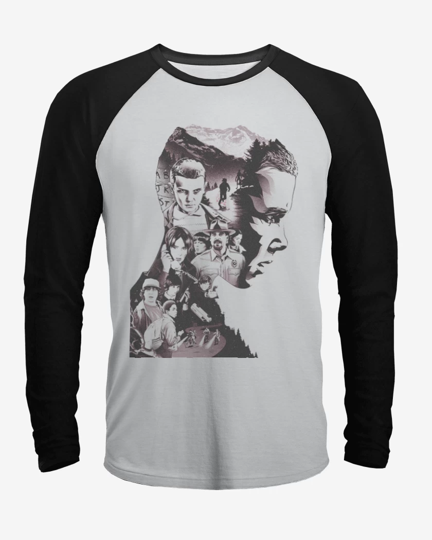 Polera Raglan Blanco / Negro de Stranger Things 5