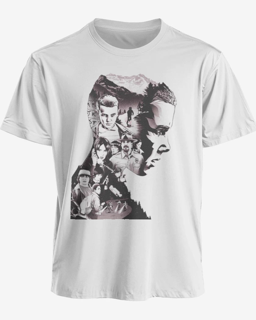Polera premium Blanco de Stranger Things 5