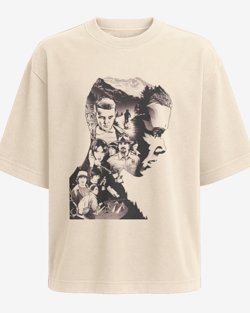 Polera Oversize Beige de Stranger Things 5