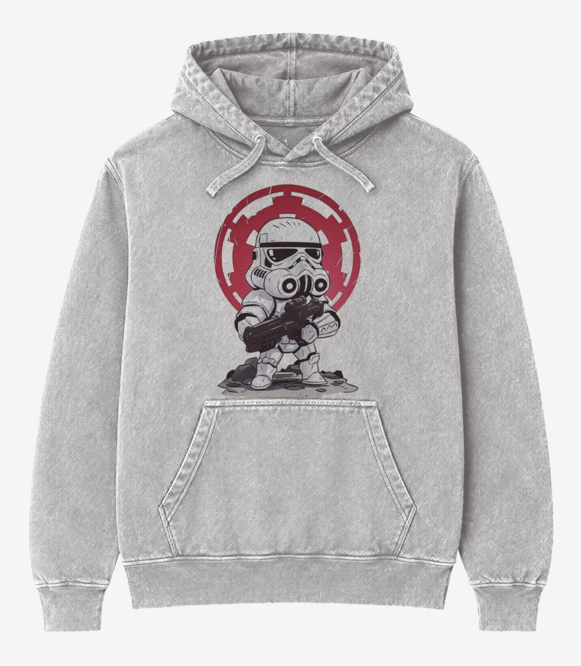 Poleron Canguro Acid Wash Gris Melange de Troopito