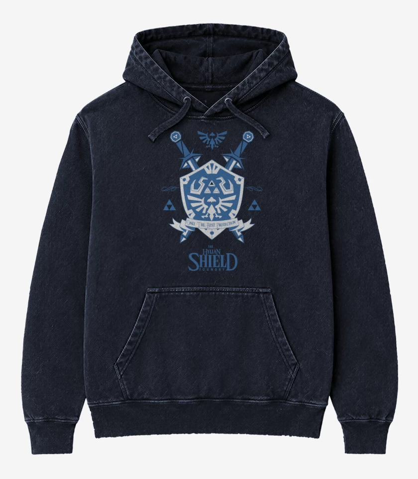 Poleron Canguro Acid Wash The Legend Of Zelda - Hylian Shield Foundry