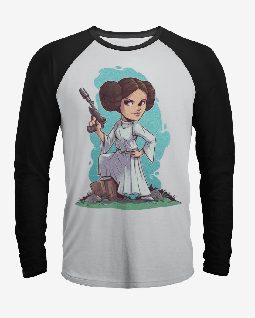 Polera Raglan Blanco / Negro de Princesa Leia