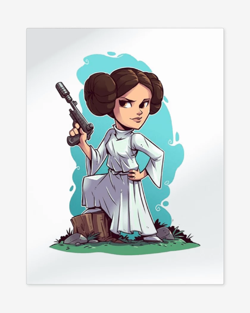 Print metalico Blanco de Princesa Leia