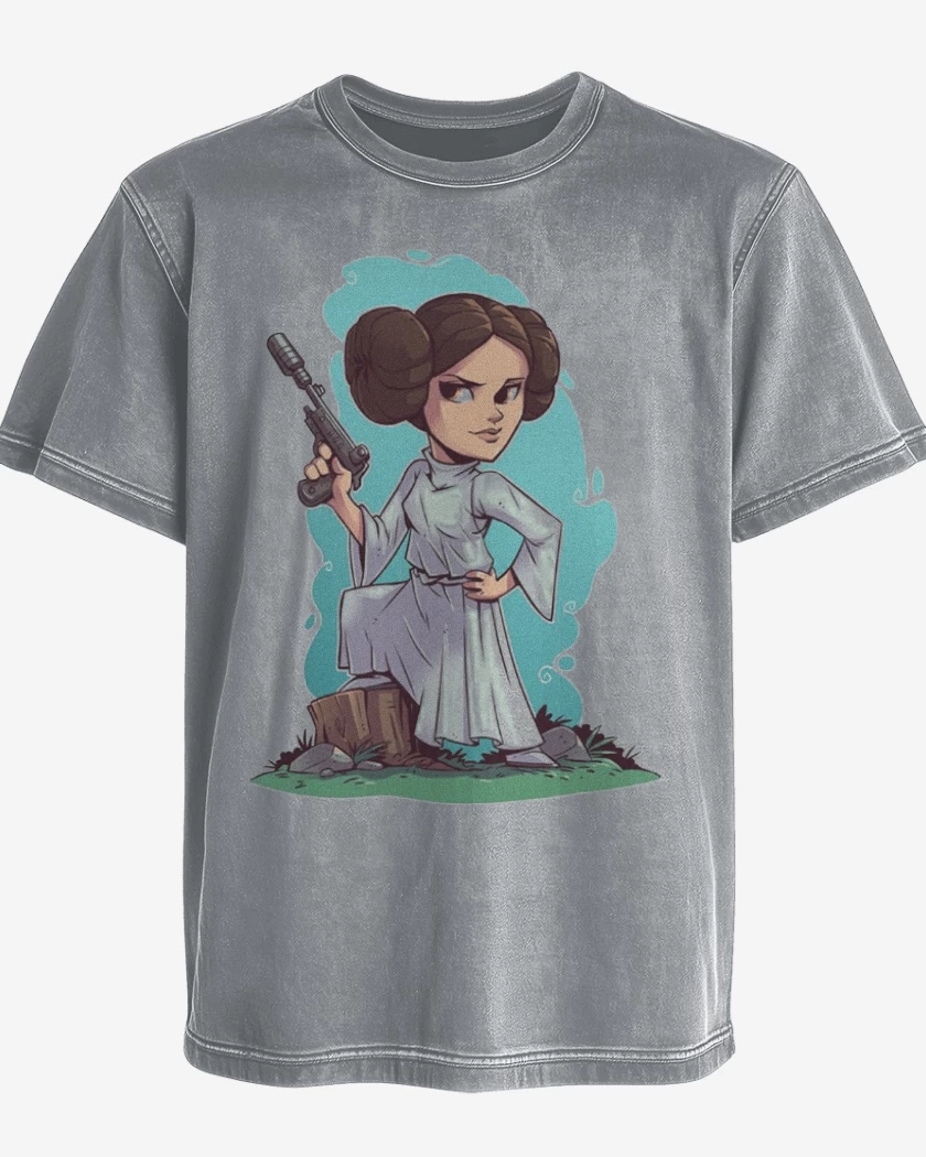 Polera desgastada Gris Melange de Princesa Leia