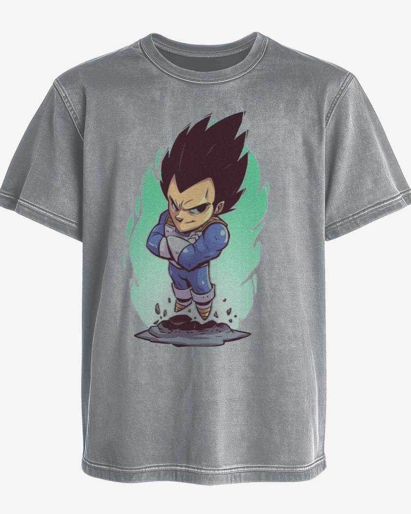 Polera desgastada Gris Melange de Vegeta Color