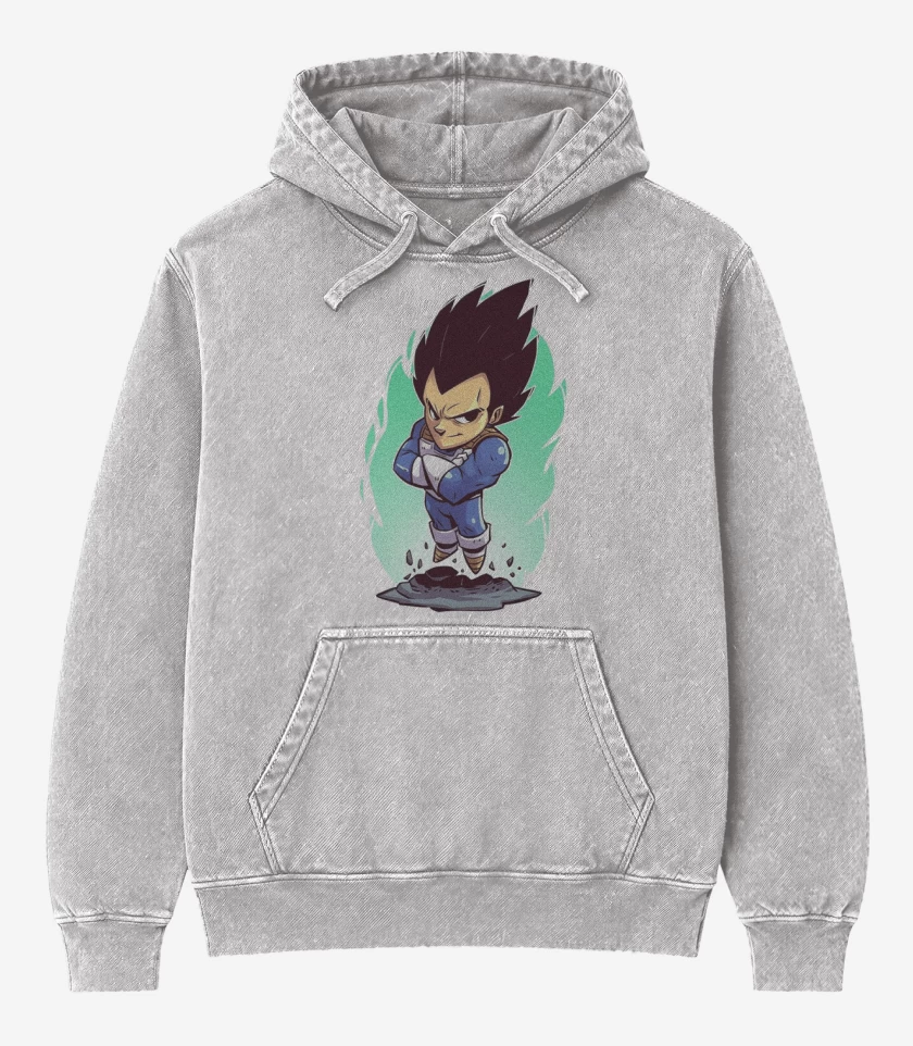 Poleron Canguro Acid Wash Gris Melange de Vegeta Color