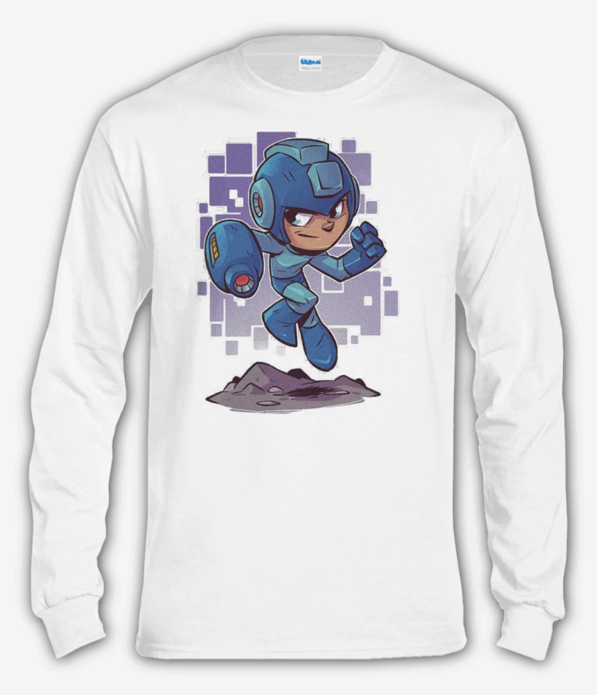 Polera manga larga Blanco de Chibi Megaman 