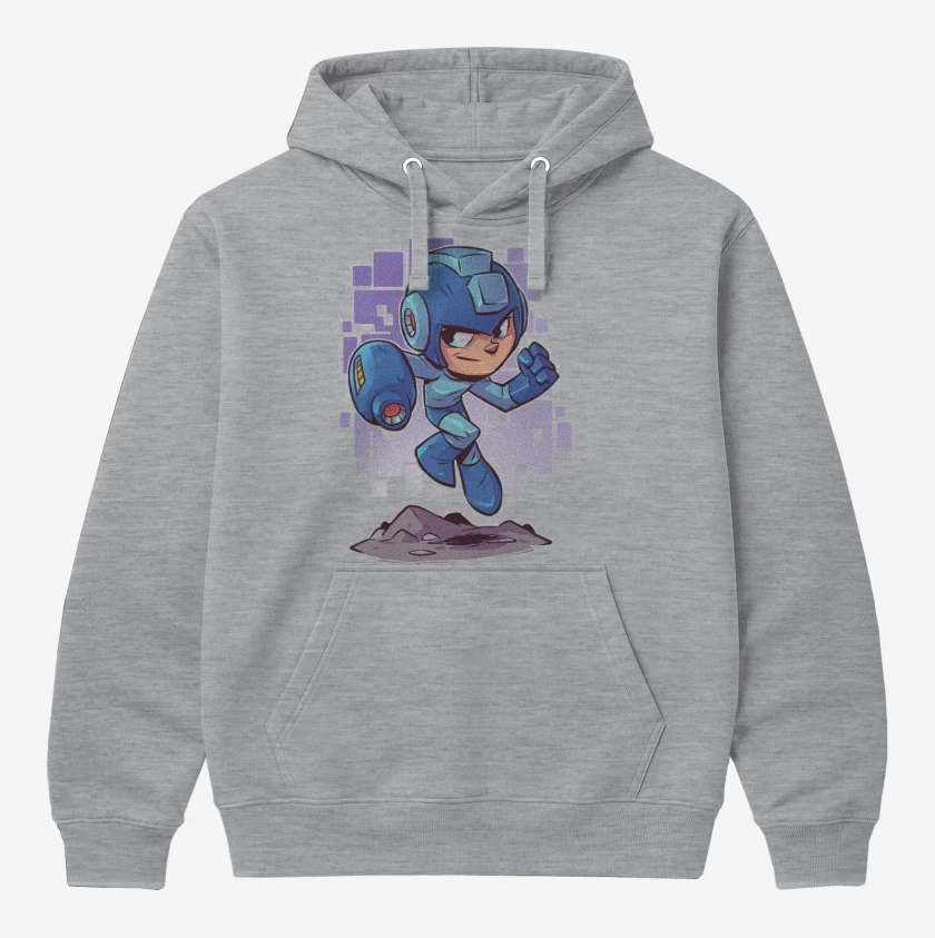 Polerón Canguro Gris Melange de Chibi Megaman 