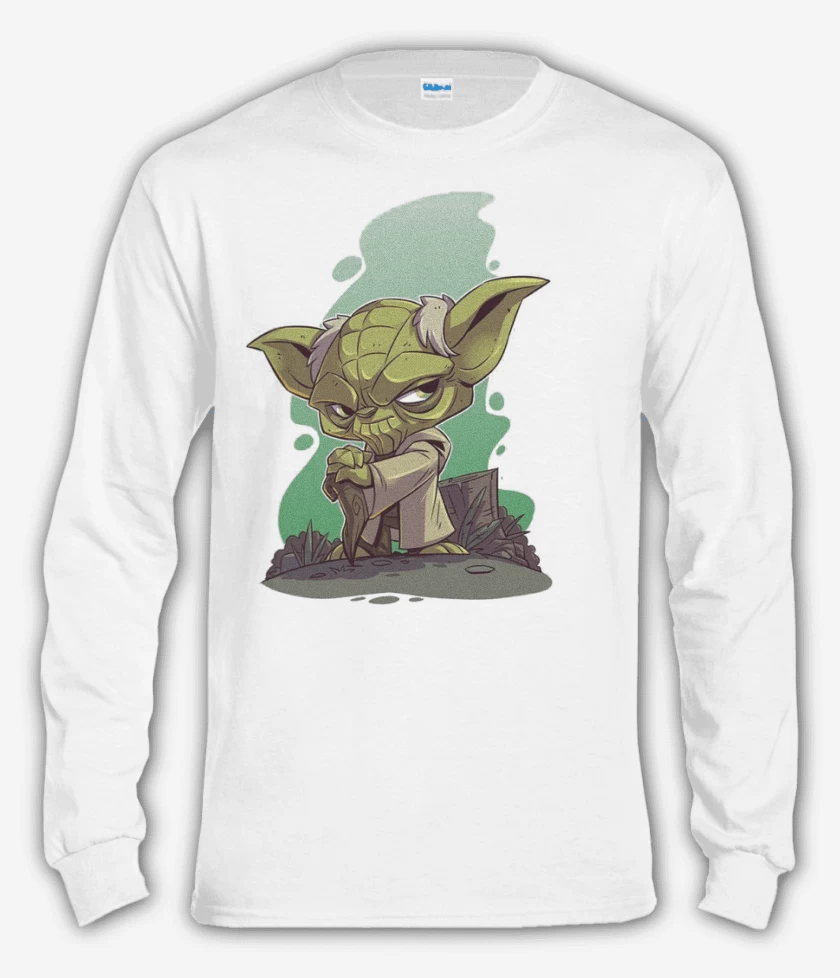 Polera manga larga Blanco de Chibi Yoda