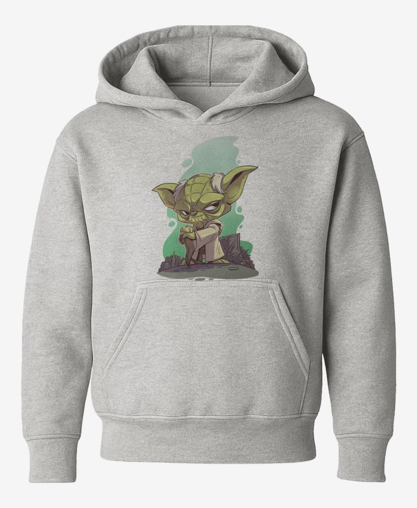 Poleron de niño Gris Melange de Chibi Yoda