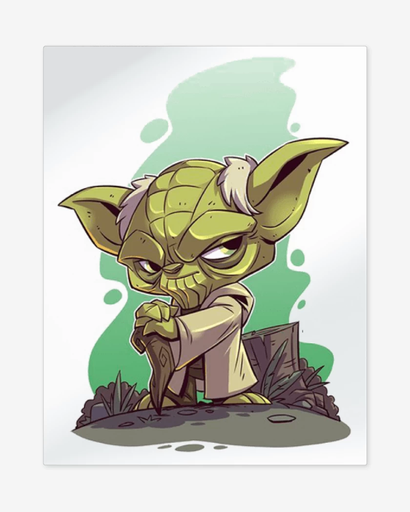 Print metalico Blanco de Chibi Yoda