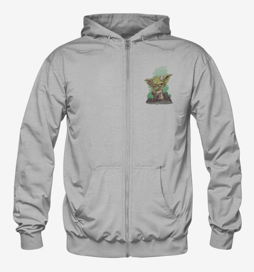 Poleron Canguro con cierre Gris Melange de Chibi Yoda