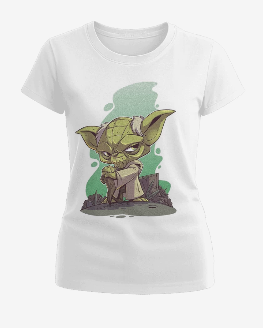 Polera de Mujer Blanco de Chibi Yoda