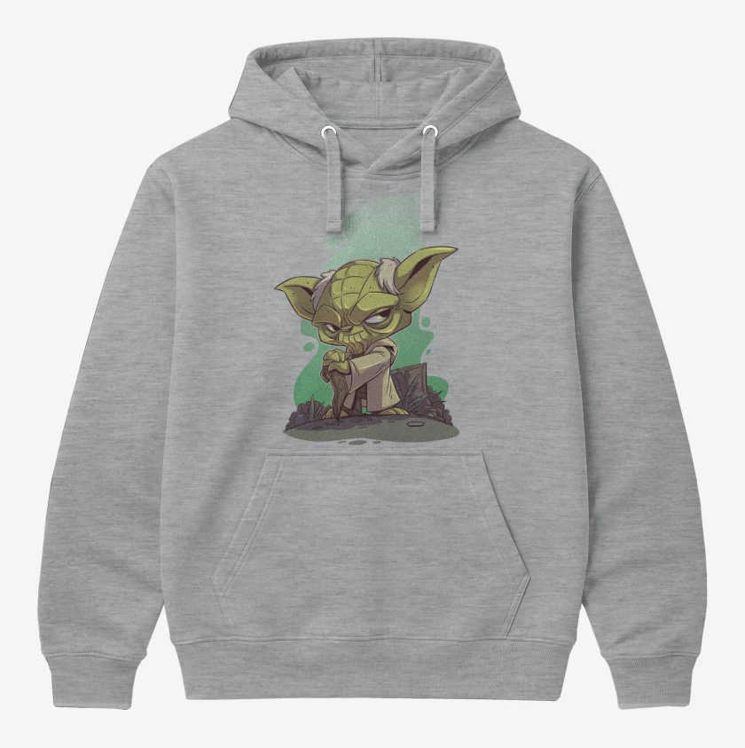 Polerón Canguro Gris Melange de Chibi Yoda
