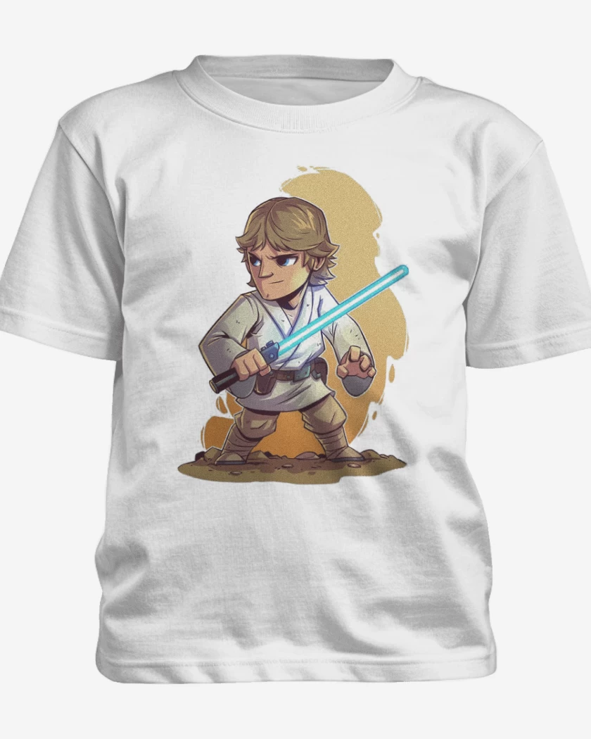 Polera de niño Blanco de Chibi Luke Skywalker