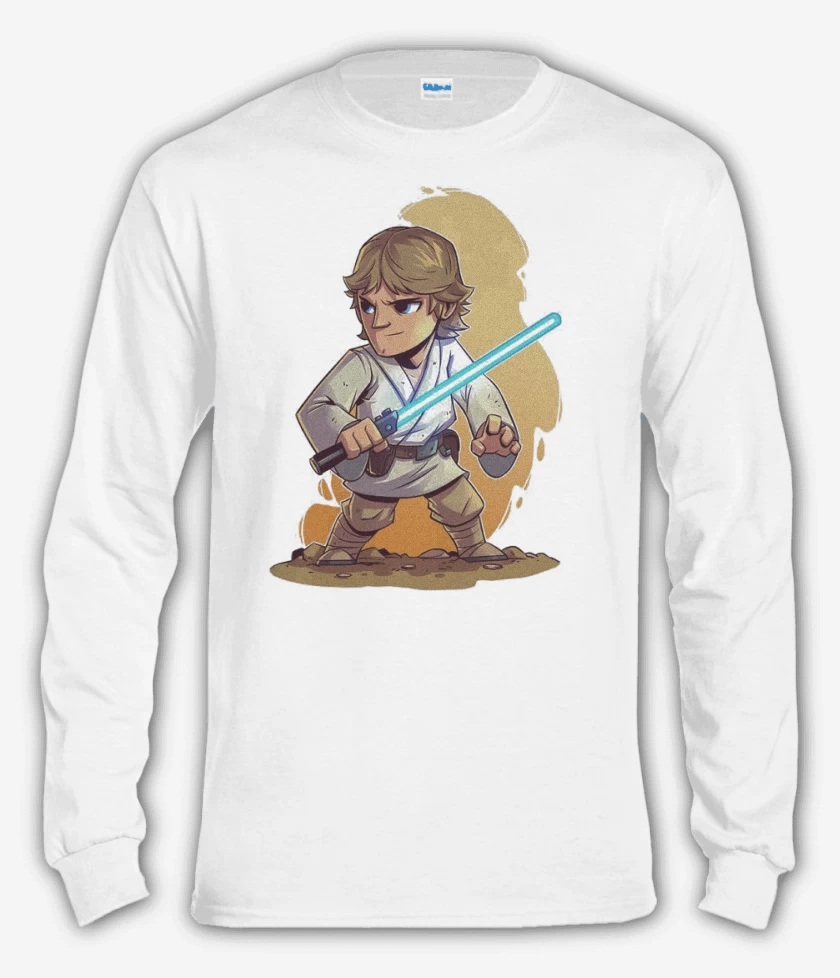 Polera manga larga Blanco de Chibi Luke Skywalker
