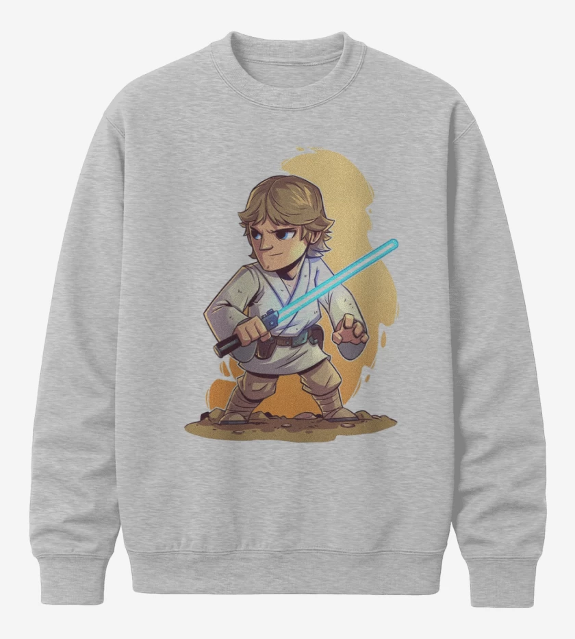 Poleron polo Gris Melange de Chibi Luke Skywalker